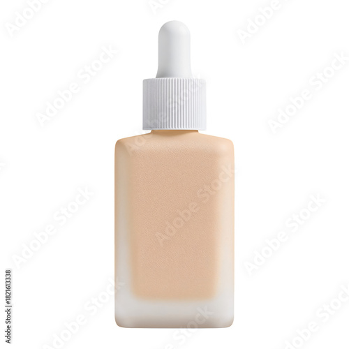 Foundation Bottle With Dropper Cap on White Background for Skincare Routine Use