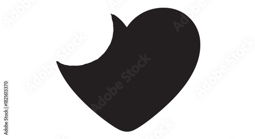 Minimalist abstract black heart shaped silhouette design.