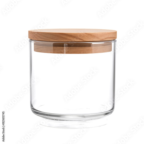Glass Storage Jar With Wooden Lid for Kitchen Organization and Decor