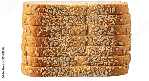 Stacked Sliced Whole Wheat Bread isolated on a transparent background