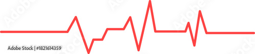 Abstract red heartbeat line graph on white background