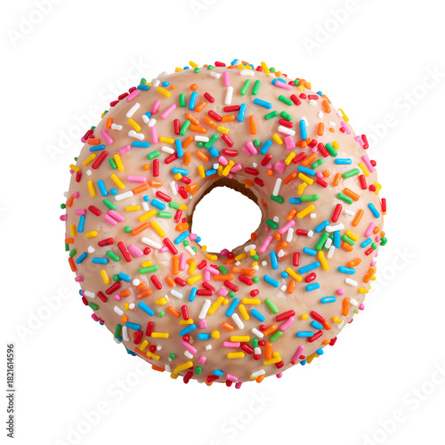 Colorful Donut With Sprinkles on a White Background Ready to Be Enjoyed Durin...