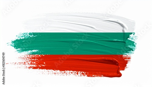 Painted Bulgarian Flag with White Green Red Stripes