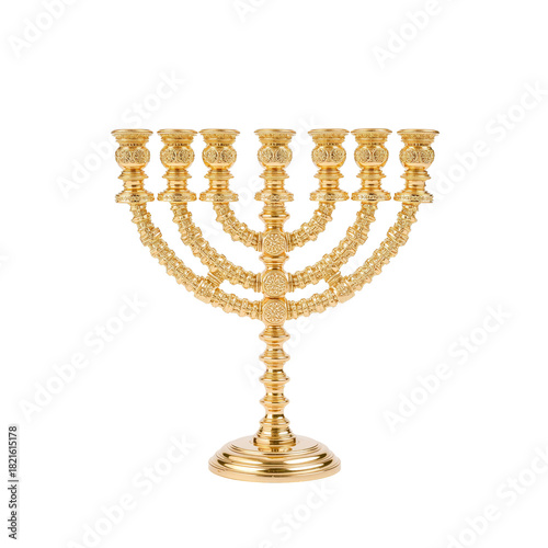 Beautiful Golden Menorah With Traditional Design for Holiday Celebrations and...