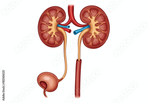 Human Urinary System Illustration for Medical and Educational Use