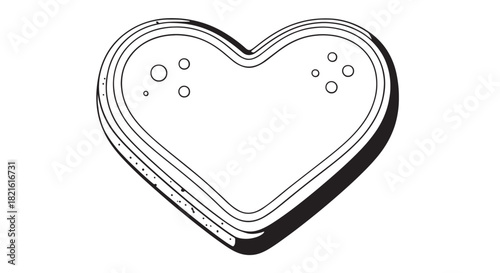 Stylized layered heart illustration with double outline and decorative shading.