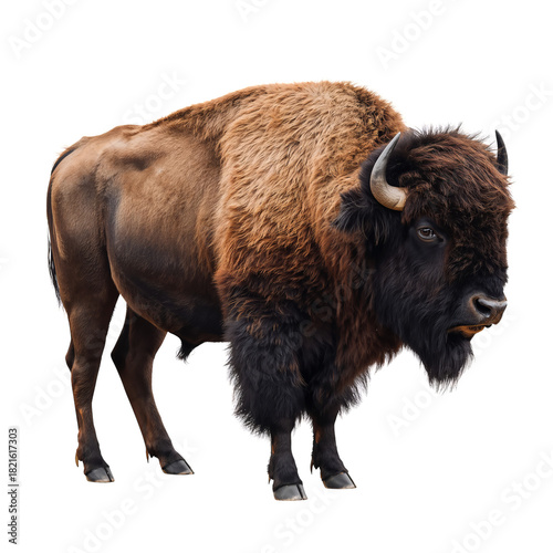 Majestic Bison Grazing in the Open Plains During a Sunny Afternoon