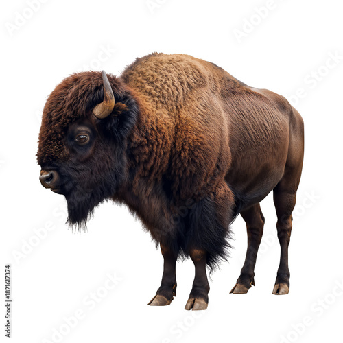 Majestic Bison Grazing in the Open Plains During a Sunny Afternoon
