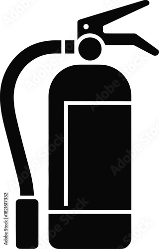 Vector black silhouette of a fire extinguisher, essential safety device for emergency fire suppression, isolated on white background