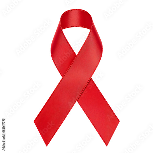 Symbol of Awareness for Health Causes With Red Ribbon Displayed Prominently