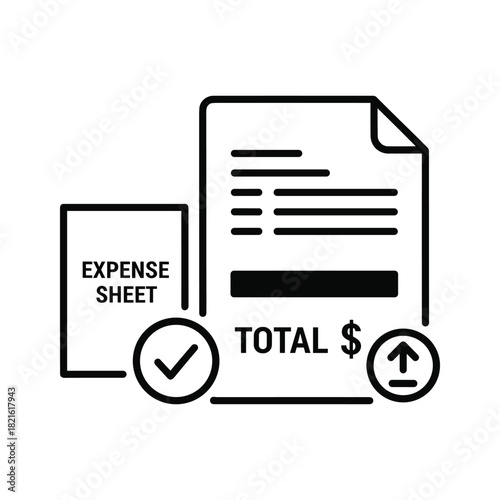 Icon representing expense sheet approval and total calculation
