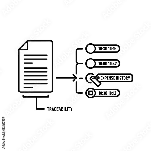 Line icon showing document traceability and expense history log