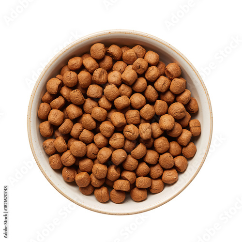 Colorful Small Round Candies Displayed in a White Bowl on a Clean Surface