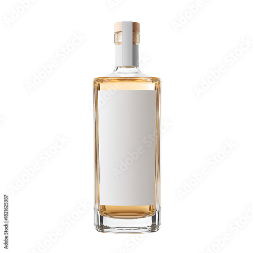 Elegant Glass Bottle Filled With Whiskey Showcasing Its Rich Amber Color