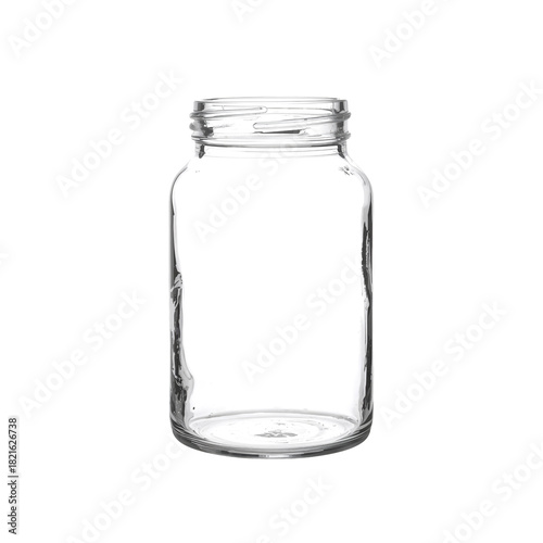 Empty Glass Jar on a White Background Ready for Storage or Crafting Projects