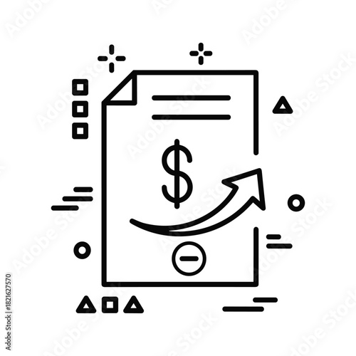 Financial planning document with dollar sign and growth arrow icon