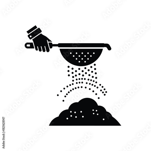 Flour of sieve silhouette vector art illustration