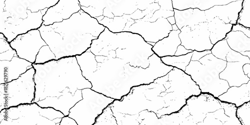 Black and white texture of cracked and abstract grunge texture effect old concrete faded wall dry surface patterns background.
