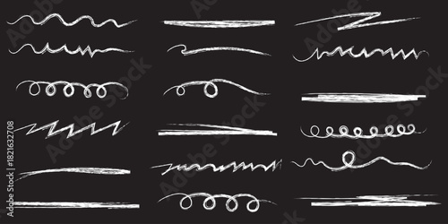 Red marker underline brush stroke set. Marker red pen highlights squiggle stroke. design element doodle scribble underline .