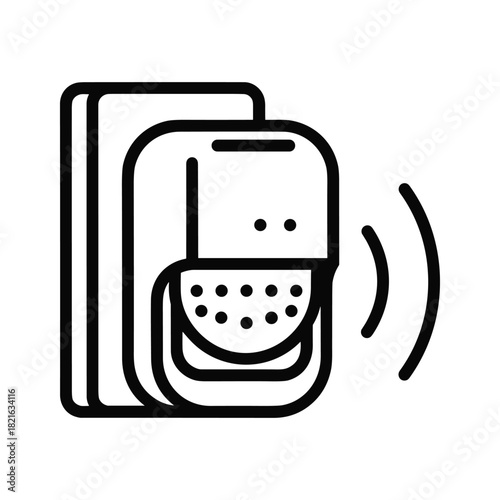 Simple line icon of a motion sensor detecting movement isolated on
