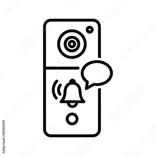 Line icon of a smart doorbell or security camera notification