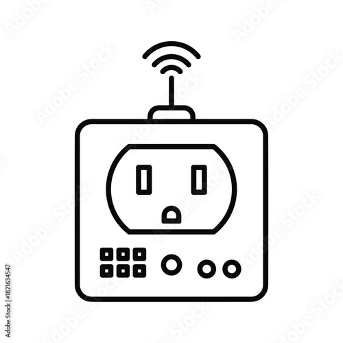 Outline icon of a smart wifi electrical power outlet isolated on