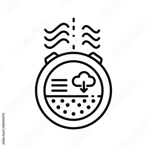Weather forecast icon on a round digital watch screen isolated on