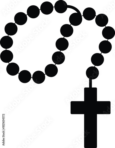 Black Rosary Beads with Cross Silhouette religious