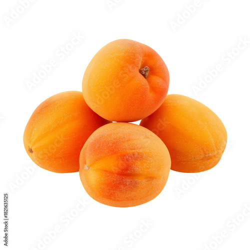 Group of Ripe Apricots Arranged on a White Background Ready for Cooking or Sn...