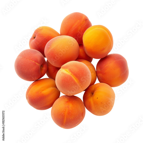 Group of Ripe Apricots Arranged on a White Background Ready for Cooking or Sn...