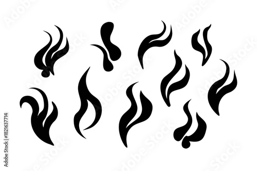 Abstract Black Smoke Swirls with Transparent Background