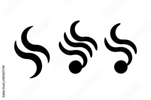 Abstract black steam swirl on white background smoke