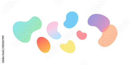 Abstract colorful organic shapes with gradients on black background