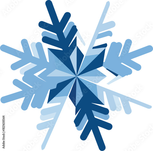 Intricate Snowflake: A beautifully symmetrical snowflake, in varying shades of blue, showcases the delicate beauty of winter.
