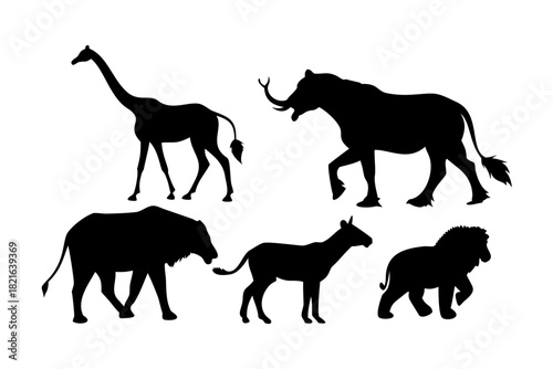 Black silhouette of a running wolf on white background 2