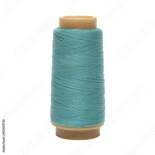 Bright Turquoise Sewing Thread on a Spool for Crafting and Tailoring Projects