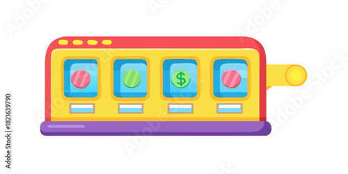 Bright Colorful Slot Machine with Dollar Sign casino