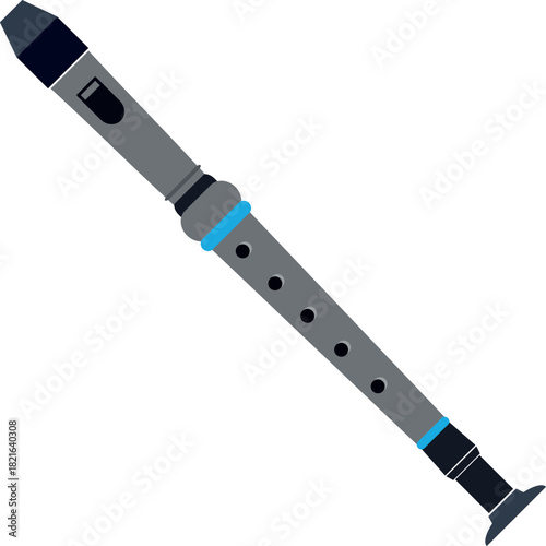 A silver and blue instrument with a blue tip