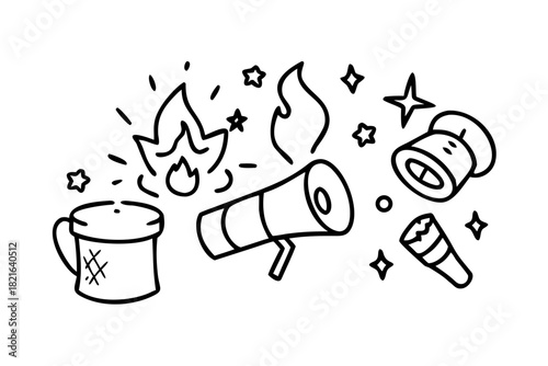 Campfire with Marshmallows on Sticks roasting camping