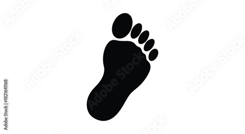 A dark foot impression on a white background simple and clean silhouette