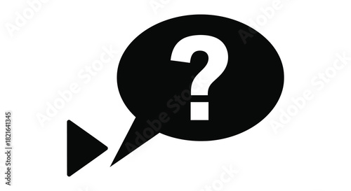 Black speech bubble with a white question mark a striking silhouette