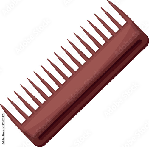 A red comb with long, pointed teeth