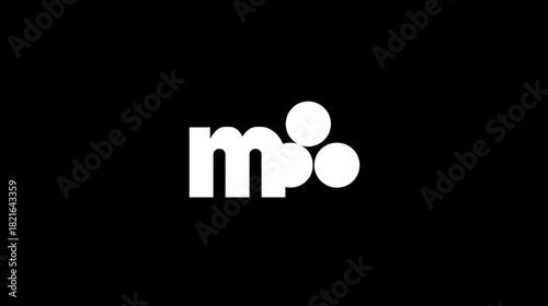 Abstract white letter 'm' logo with three circles on a black background. Minimalist geometric design, corporate symbol concept.