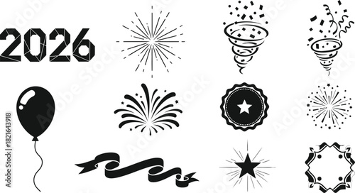 Grunge 2026 new years eve celebration elements collection