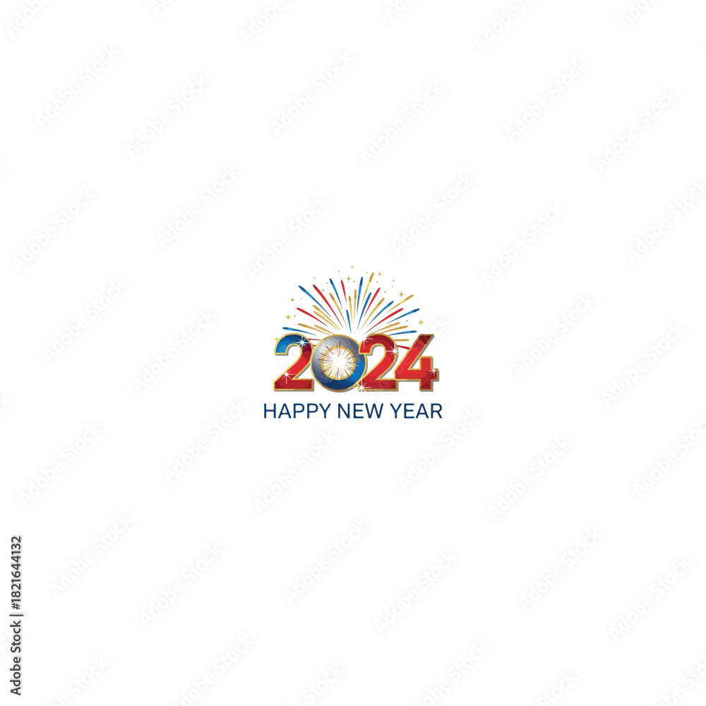 Obraz premium 2024 happy new year celebration with colorful fireworks