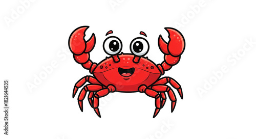 Cute red crab cartoon isolated on a transparent background