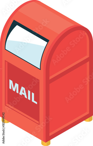 A red mailbox with the word mail on it