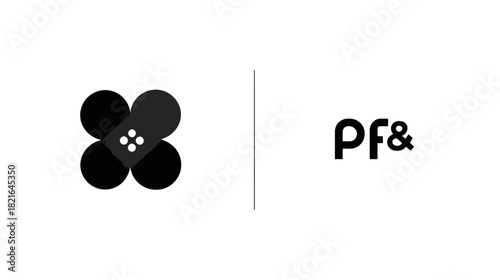 Abstract black and white gaming controller icon design concept, modern digital entertainment technology symbol vector illustration