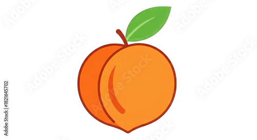 Orange peach with green leaf isolated on a transparent background 1