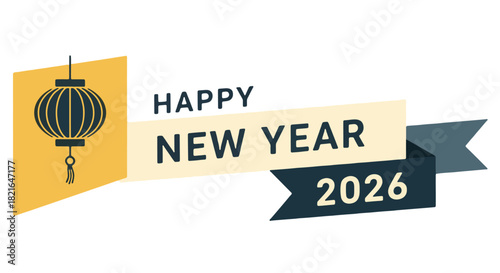 Happy New Year 2026 Chinese Lantern Celebration.